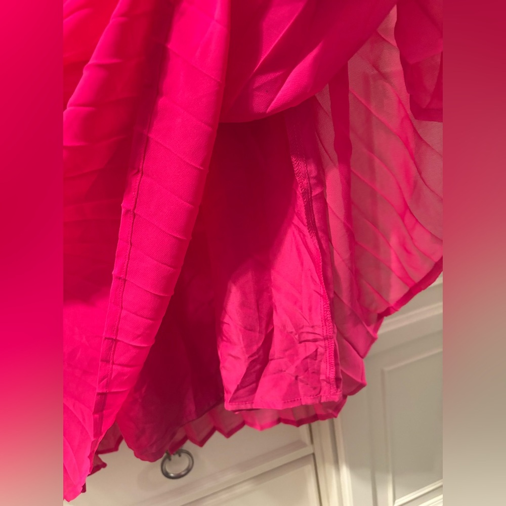 a new day Hot Pink Pleated Midi Skirt - Picture 4 of 6